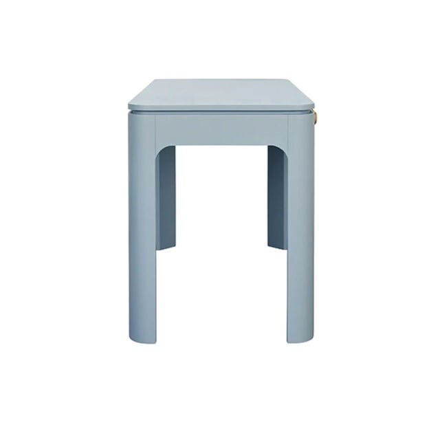 Matthew Izzo Home Theo Light Blue Matte Lacquer Desk With Brass Beetle Knobs For Sale In New York - Image 6 of 11