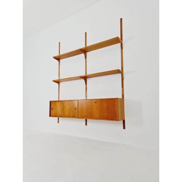 Danish modern modular oak shelving system by hansen & guldborg mobler, denmark, 1960s danish design by h.g møbler design...