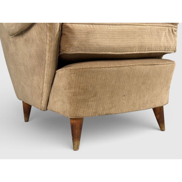Paolo Buffa Style, Wingback Lounge Chairs, Fabric, Wood, Italy, 1950s For Sale - Image 10 of 11