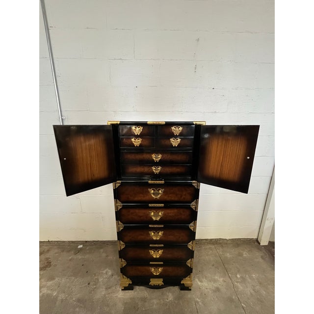1960s Korean Asian Bandaji Lingerie Chest Brass Butterfly Hardware For Sale - Image 5 of 11