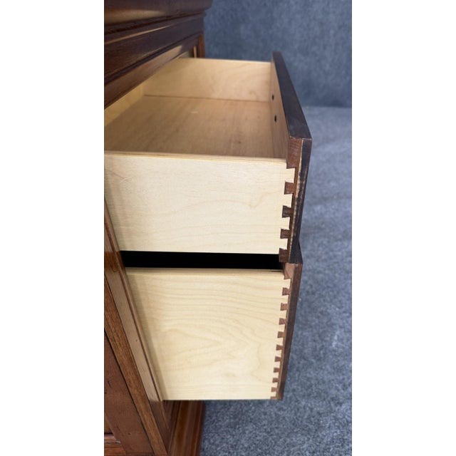 Brown Late 20th Century Thomasville Burled Walnut Two Drawer Nightstand For Sale - Image 8 of 10