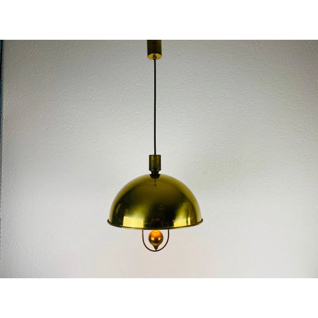 Polished Brass Pendant Lamp by Florian Schulz, 1970s, Germany For Sale - Image 11 of 13
