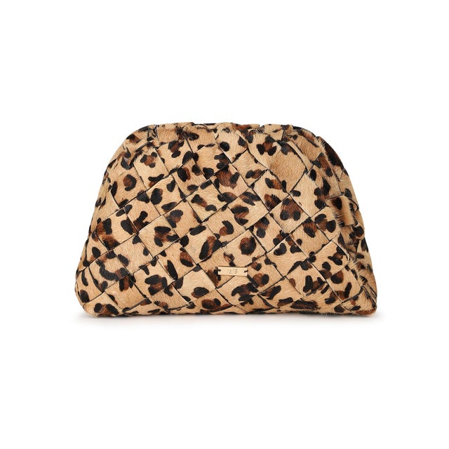 2020s Aya Handwoven Frame Clutch in Leopard Print For Sale - Image 5 of 7