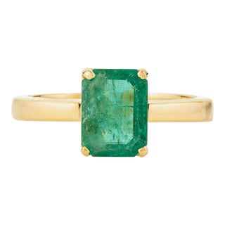 1.82 Ctw Octagon Cut Emerald Cocktail Ring Size 6 For Sale