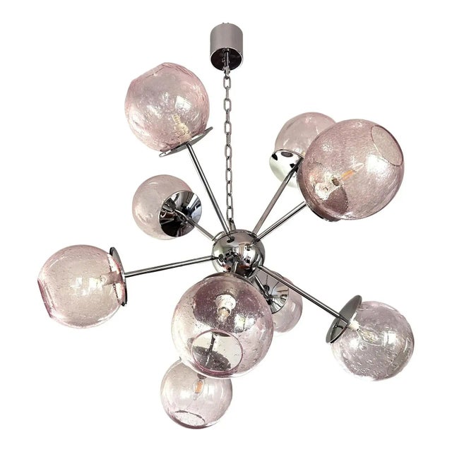 Italian Chromed Sputnik Chandelier in Pink by Simoeng For Sale - Image 10 of 10