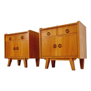 Mid-Century German Ash and Teak Nightstands from WK Möbel, 1960s, Set of 2 For Sale