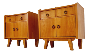 Mid-Century German Ash and Teak Nightstands from WK Möbel, 1960s, Set of 2