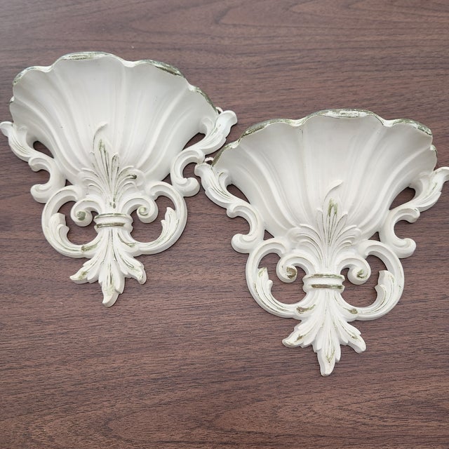 Cream Vintage Syracuse Ornamental Company | Syroco Wall Pockets For Sale - Image 8 of 8