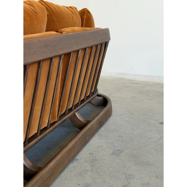 1970s Sculptural Oak Barrel Back Sofa Attributed to Howard Furniture For Sale - Image 10 of 15