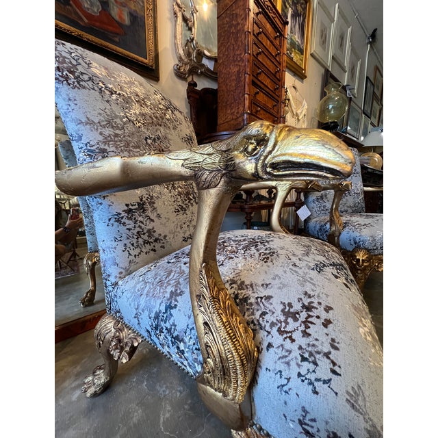 1900 - 1909 Early 20th Century Pair of French Style Gold-Gilded Armchairs For Sale - Image 5 of 8