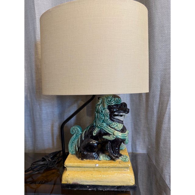 Early 20th Century Antique Foo Dog Table Lamp For Sale - Image 5 of 6