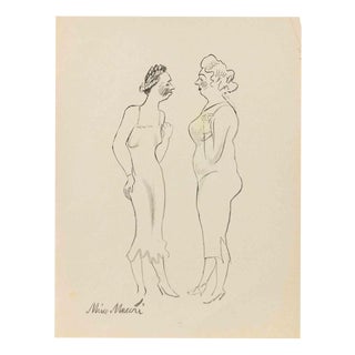 Mino Maccari, The Conversation, 1936, Ink For Sale