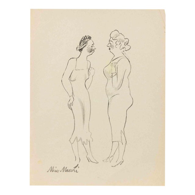 Mino Maccari, The Conversation, 1936, Ink For Sale
