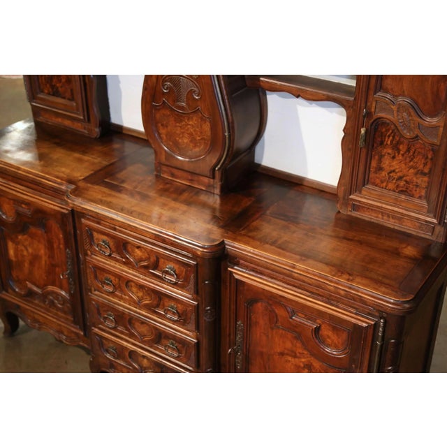 Mid 19th Century 19th Century French Bressan Walnut Burl Buffet À Horloge Vaisselier For Sale - Image 5 of 12