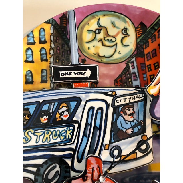 Red Grooms, Red Grooms Moonstruck Porcelain Sculpture Plate 3D Manhattan NYC Cartoon, 1994 For Sale In Miami - Image 6 of 10