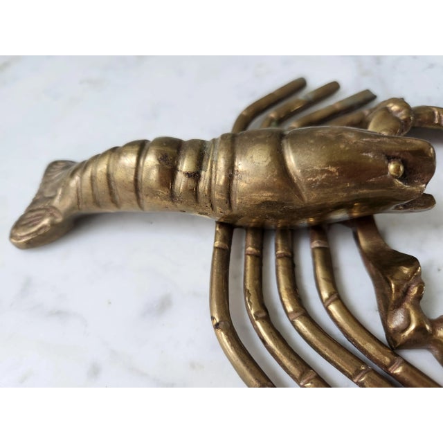 Vintage Solid Brass Crustacean Lobster Paper Weight Coastal Décor For Sale - Image 9 of 12