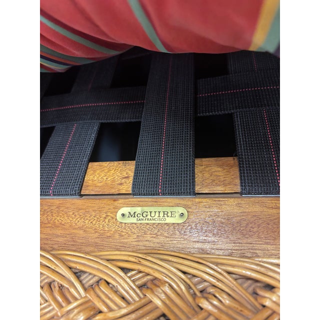 Wood 1990s McGuire Wicker Couch For Sale - Image 7 of 7