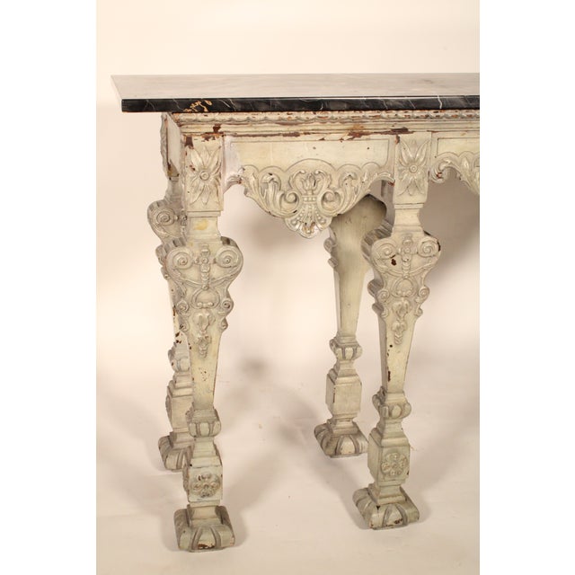Gray Louis XIV Style Grisaille Painted Console Table For Sale - Image 8 of 11