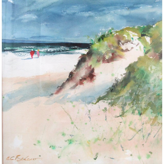 1970s Vintage Original E. G. Bengert Watercolor Painting of Beach Sand Dunes For Sale - Image 5 of 9