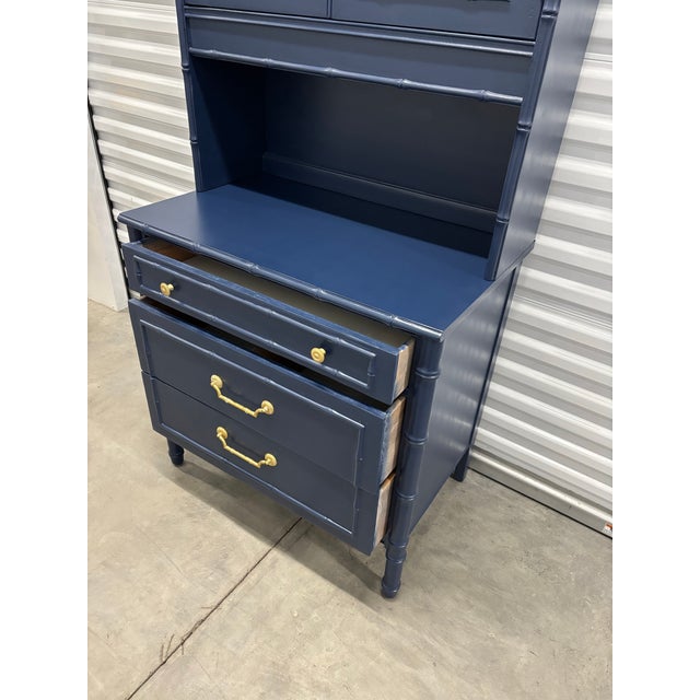 Late 20th Century Two-Piece Coastal Style Chest/Hutch by Thomasville For Sale - Image 9 of 12