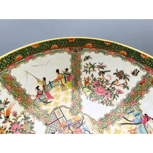 Large Vintage Rose Medallion-Style Decorative Bowl – Hand-Painted Chinese Porcelain – 20th Century Export For Sale - Image 17 of 17