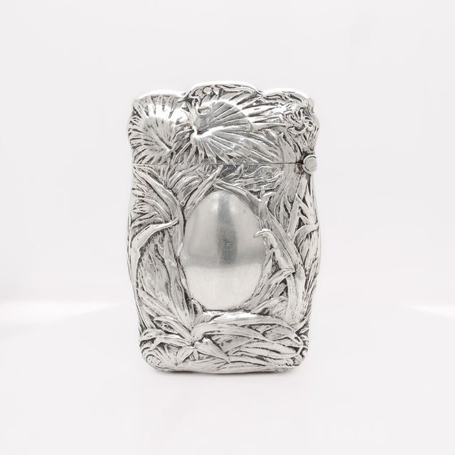 Art Nouveau Antique Blackinton & Co. Palm Leaf Tropical Sterling Silver Matchsafe or Vesta For Sale - Image 3 of 15