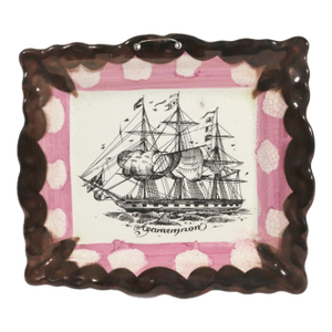 Decorative English Luster Maritime Pottery Plaque-Titled "Agamemnon"