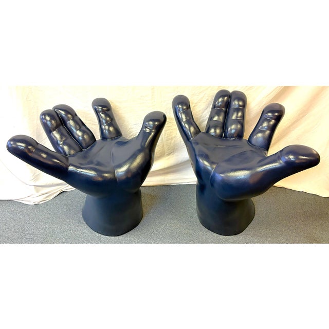 Contemporary Vintage Mid Century Modern Retro Upturned Palm Hand Chairs- A Pair For Sale - Image 3 of 17