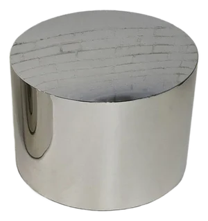 Polished Stainless Steel Chrome Drum Side Table, 17"h Attributed to Milo Baughman