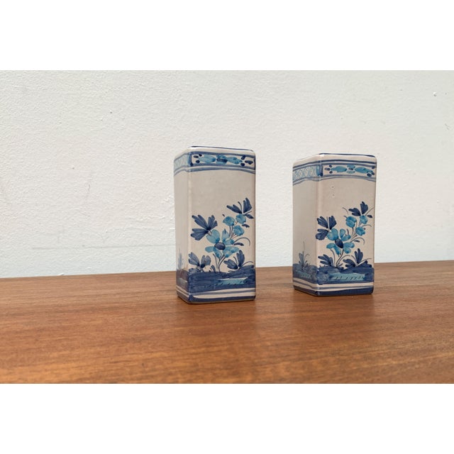 Blue Vintage Italian Handpainted Vase from Larucci Italy, 1970s, Set of 2 For Sale - Image 8 of 18