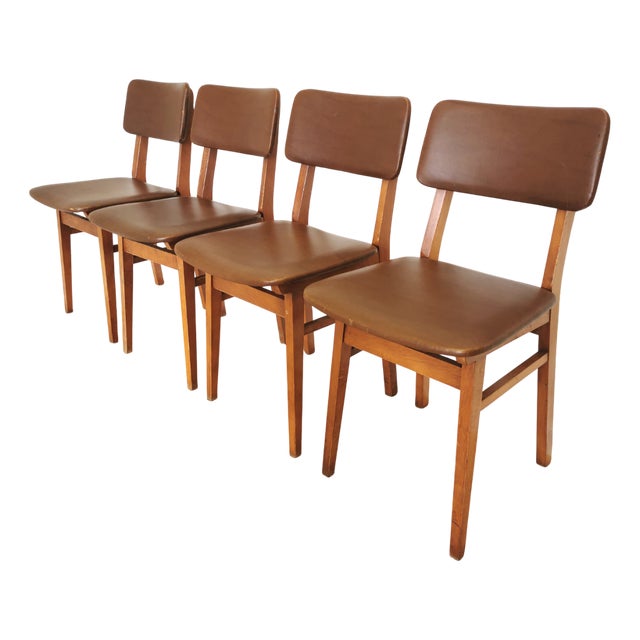 Mid-Century Dining Chairs with Leather Seats from Stol Kamnik, 1970s, Set of 4 For Sale