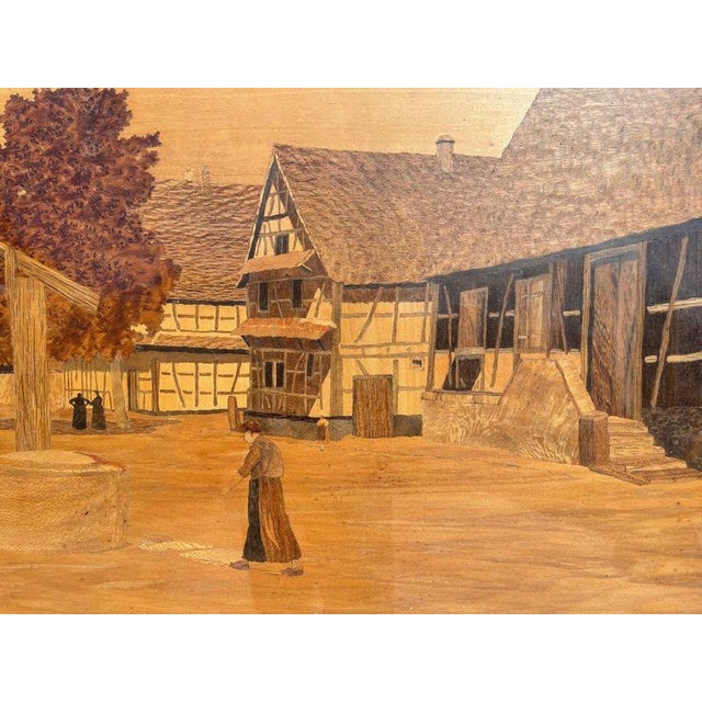 Charles Spindler, Alsatian Village, Marquetry Panel, Framed For Sale - Image 5 of 11