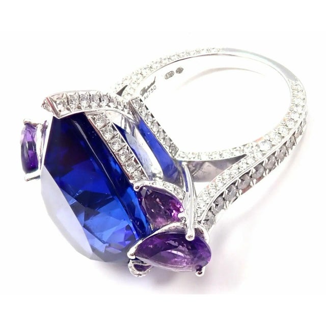 Chopard High Jewelry 18k Gold Diamond Tanzanite Amethyst Ring Size 6 5