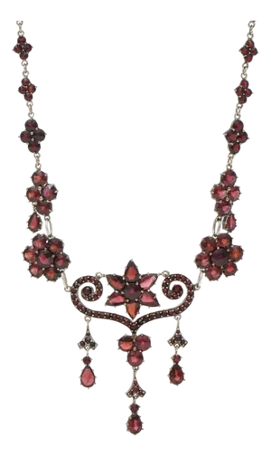 Gold Plated Vintage Rose-Cut Garnet Necklace