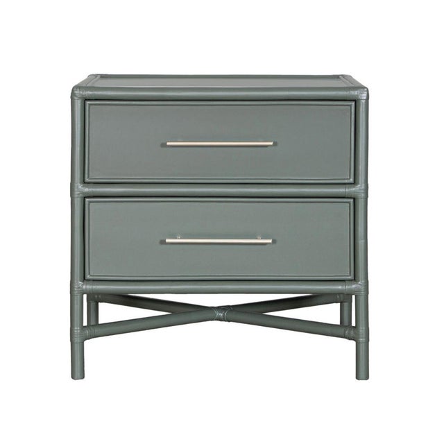 Contemporary Verona Two-Drawer Nightstand, Evergreen For Sale - Image 3 of 4