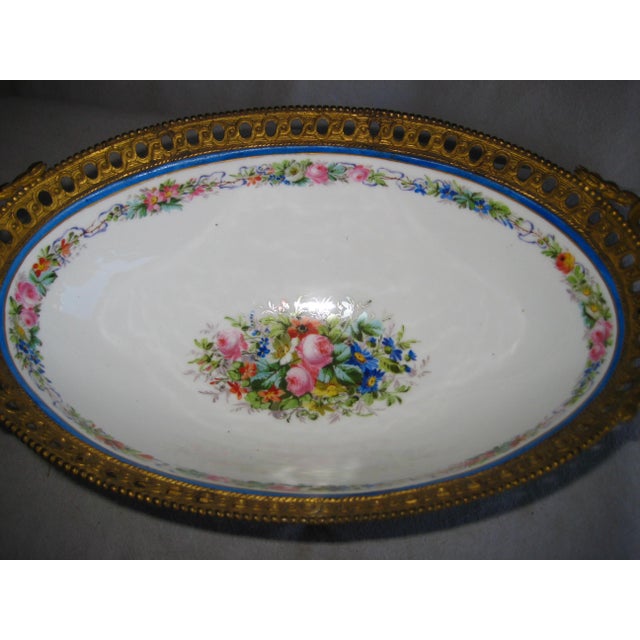 Blue Mid 19th Century Sevres Style Napoleon III Bronze Mounted Center Piece For Sale - Image 8 of 17