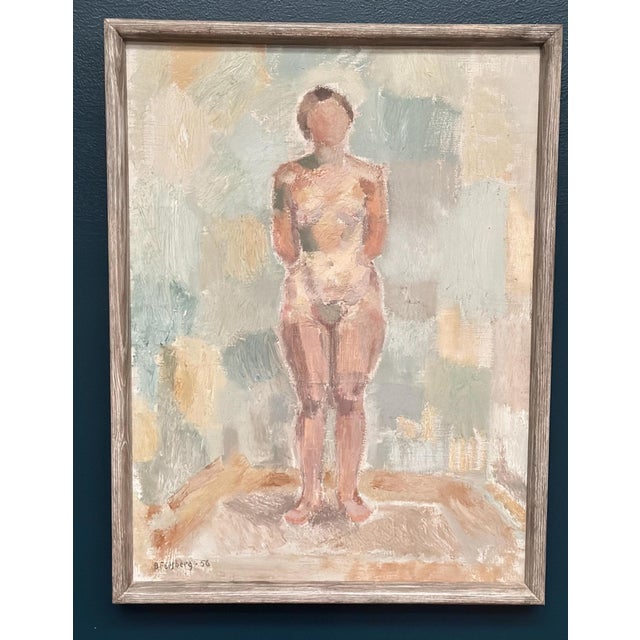 Original Swedish Oil on Canvas – “Nude Study” by Birger Forsberg – Vintage – 61 × 46 cm (24" × 18") | Framed 65 × 50 cm A...