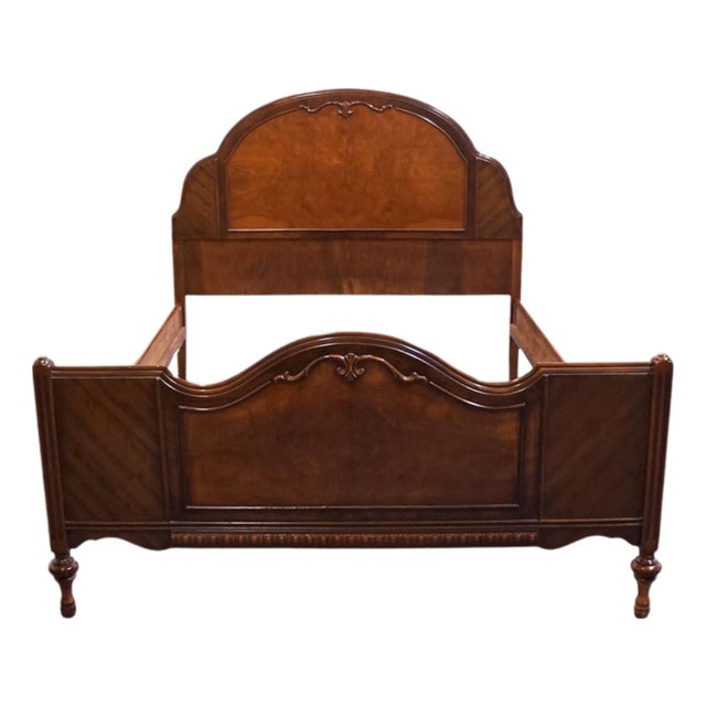 Vintage Antique Solid Walnut French Provincial Full Size Bed 106 For Sale