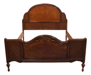 Vintage Antique Solid Walnut French Provincial Full Size Bed 106