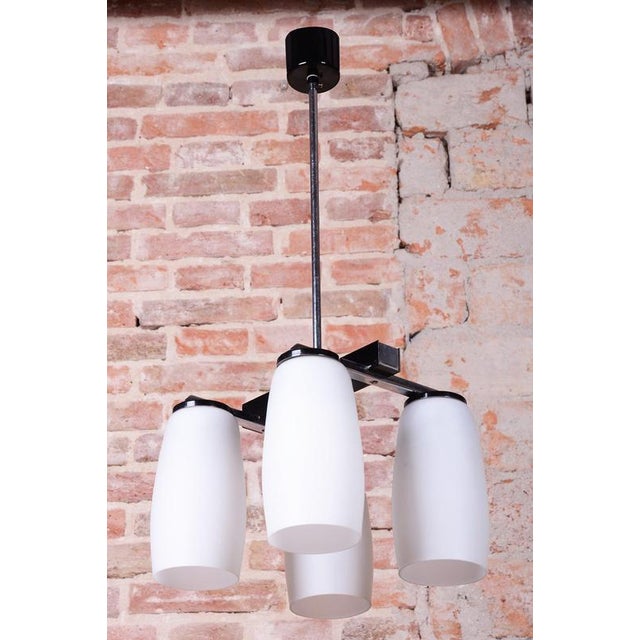 Maker: Lidokov Socket: E27 This sophisticated and cleanly shaped pendant chandelier dates from the 1960s in Czechoslovakia...