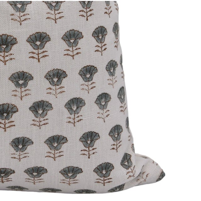 Block Print Pillow Cover - Pure White Linen 14x36 Inch- Kohinoor For Sale - Image 4 of 5