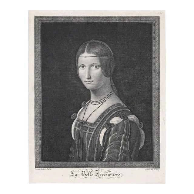 18th Century Da Vinci La Belle Ferronnière Engraving For Sale