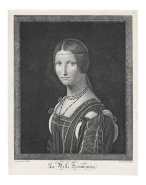 18th Century Da Vinci La Belle Ferronnière Engraving