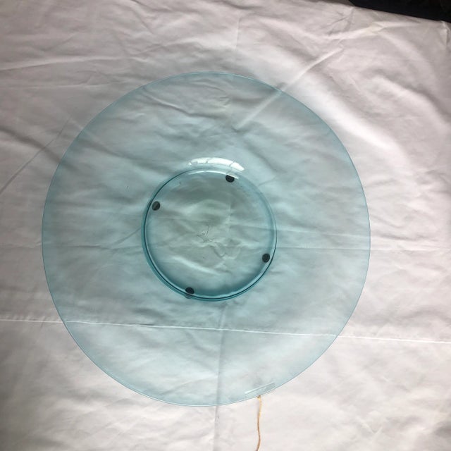 1990s Round Glass Sky Blue Platter - Table Top For Sale - Image 9 of 10