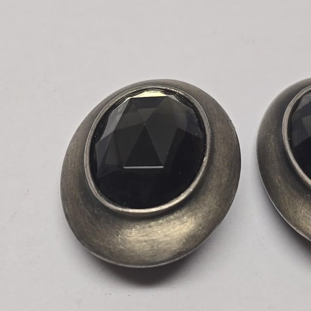 Mid-Century Modern 1970s Ben-Amun Smoky Quartz and Silver Oval Earrings, A Pair For Sale - Image 3 of 8