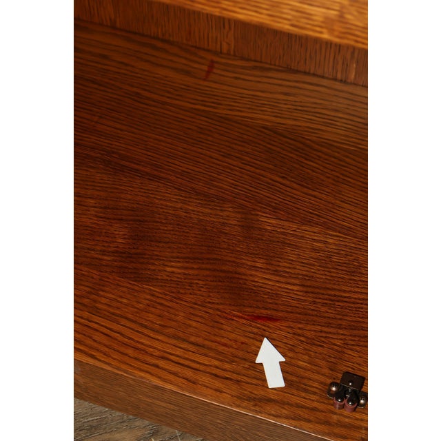 Stickley Mission Collection Oak China Cabinet With Strap Hardware For Sale - Image 12 of 18