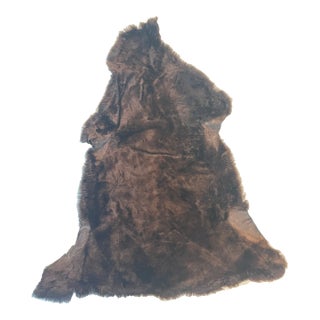 Chocolate Brown Silky Shearling Fur Throw For Sale