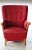 Mid-Century Modern Scandinavian Lounge Chair With Oak Armrest Conical Legs Red Wool, 1940's For Sale - Image 3 of 9