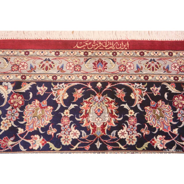Nazmiyal Collection 1950s Fine Floral Vintage Persian Silk Kashan Rug For Sale - Image 4 of 8