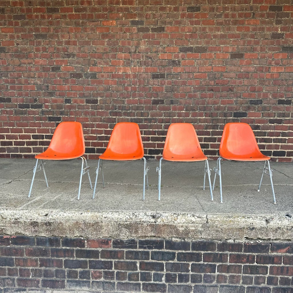 Orange Eames Shell Chairs for Herman Miller | Chairish
